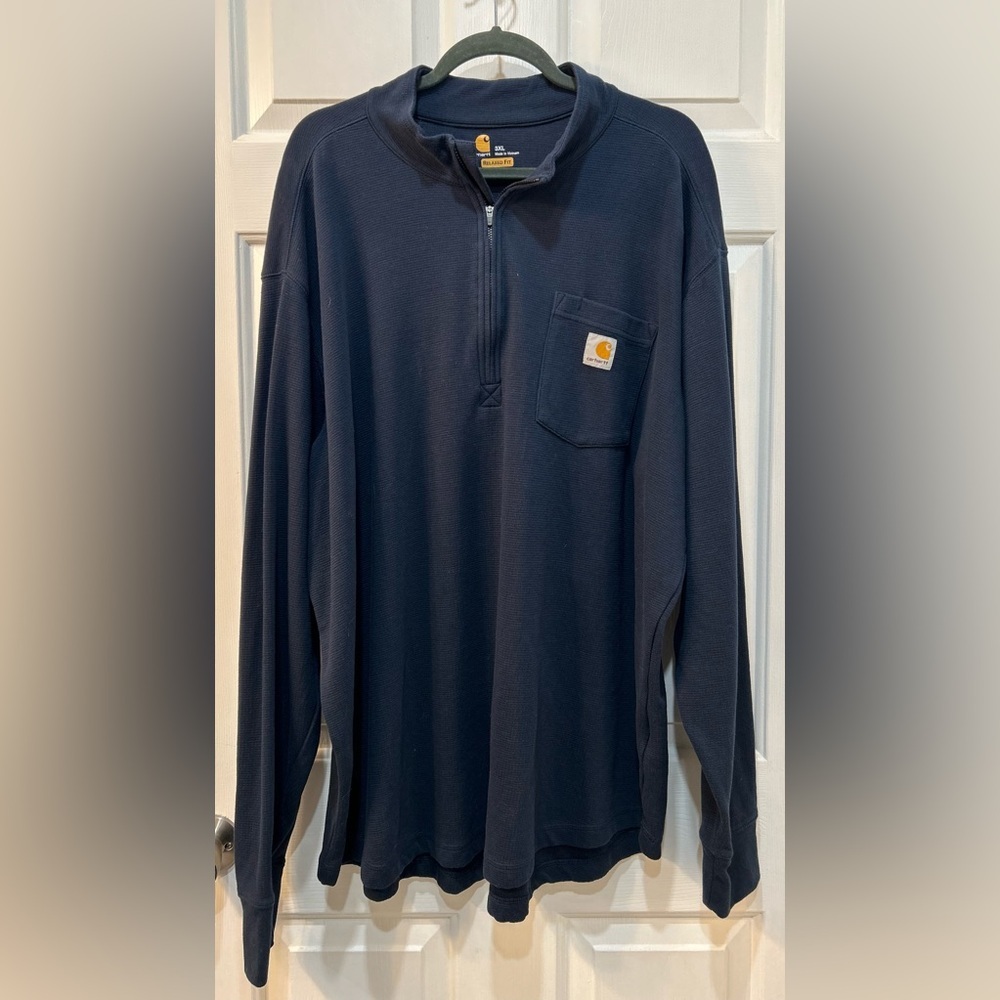 Carhartt Relaxed Quarter Zip Long Sleeve Textured Pullover Shirt Men's Size 3XL